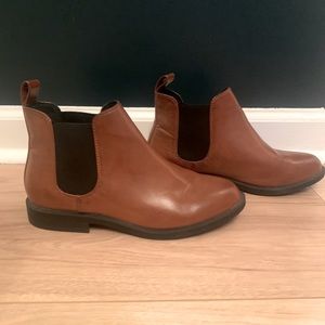 Brown leather ankle boots